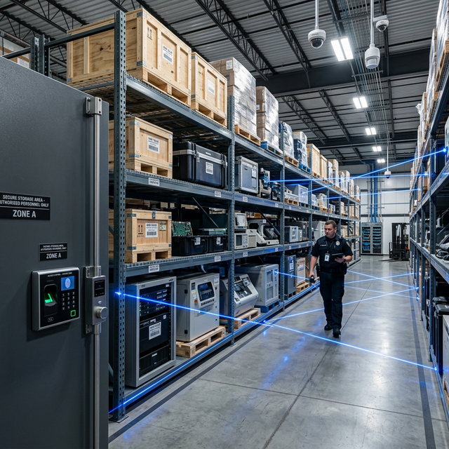 High-value items in a secure storage facility