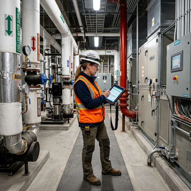 Facility manager conducting inspection