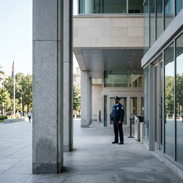 Professional Government Security Guard providing specialized facilities protection in Queensland